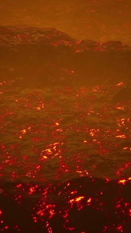 lava flowing through a volcanic landscape