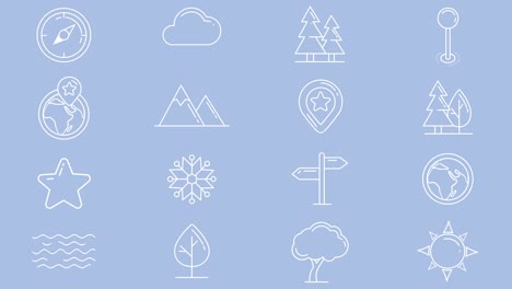 set of line icons of natural objects