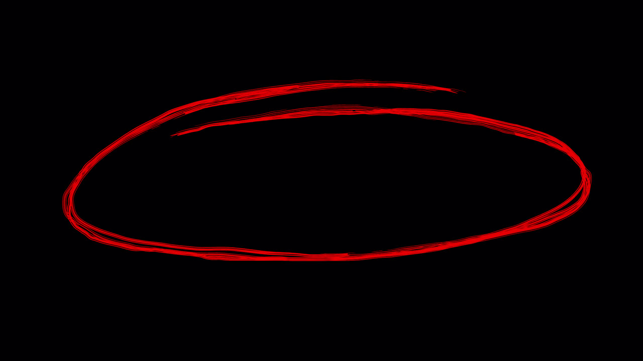 Animated Red Hand-Drawn Scribble Oval Highlight on Black Background