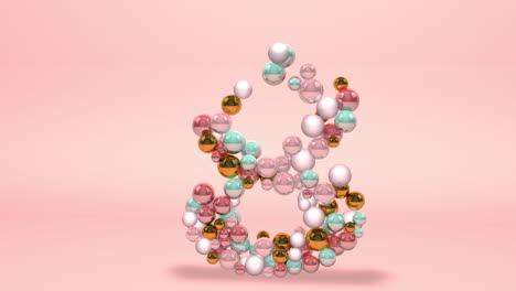 number 8 made of beads, glass balls, pastel pearls, crystal jewels and gold