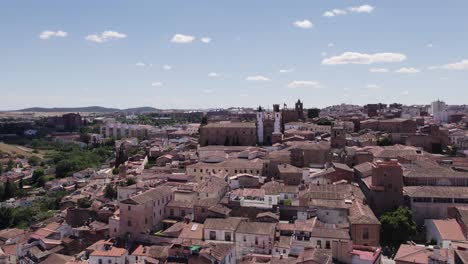 aerial panoramic: cáceres' monumental cityscape in spain