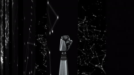 animación de brazo robótico y formas sobre fondo negro