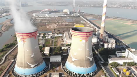 close up industrial factory smoke stack. petrochemical plant, oil and gas refinery. technological unit for air purification from pollution and environmental protection at an oil and gas enterprise.