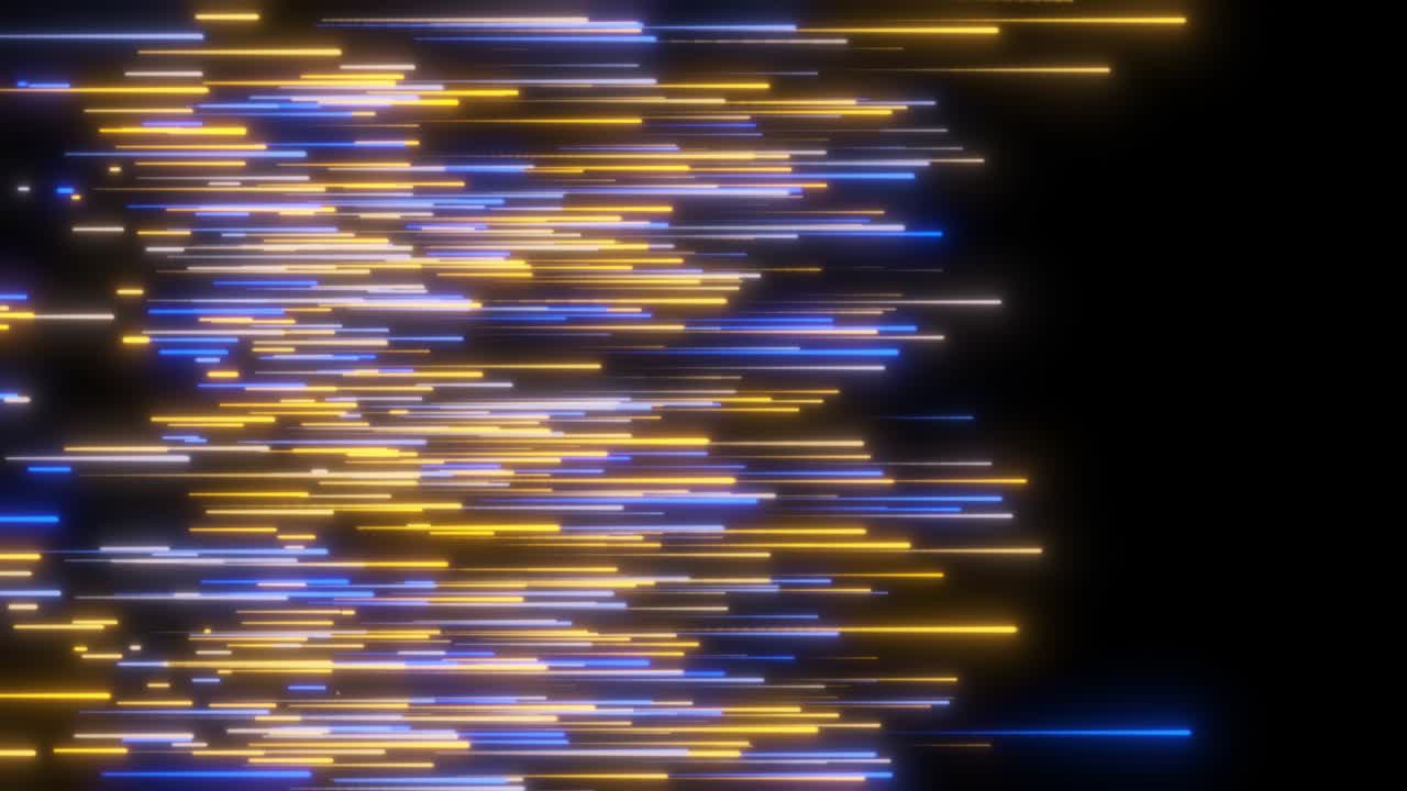 Blue and yellow neon lines abstract motion background. Future technology theme