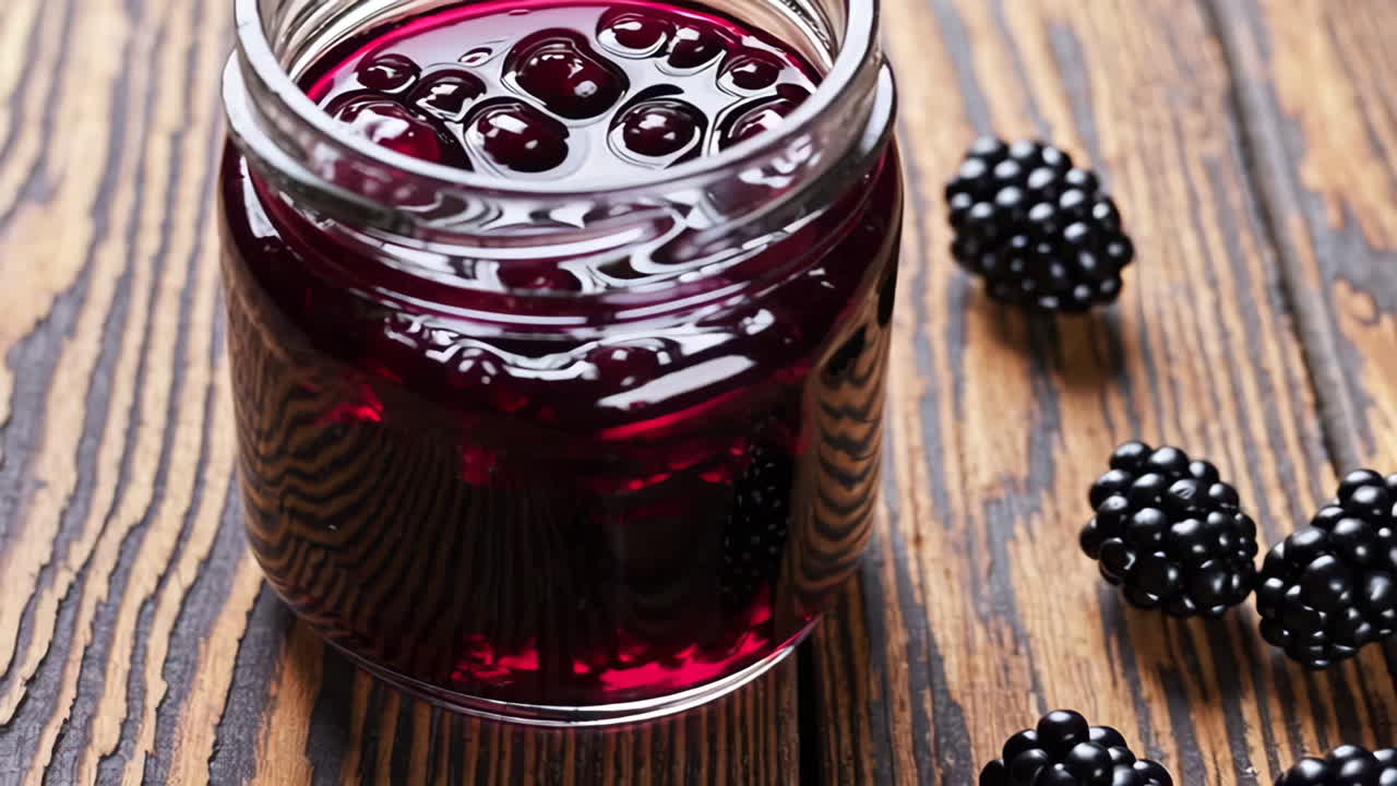 Delicious Blackberry Jam in a Glass Jar