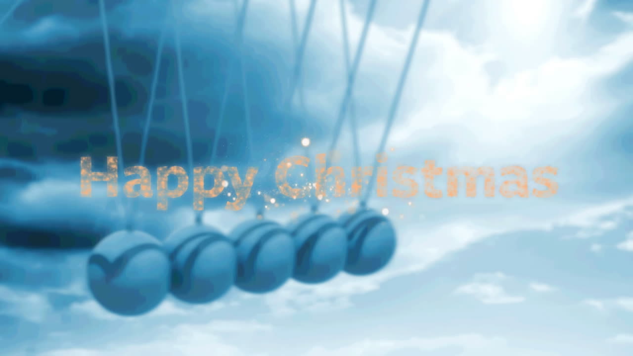 하늘의 구름에 대해 폭발하는 불꽃놀이에 대한 행복한 크리스마스 텍스트