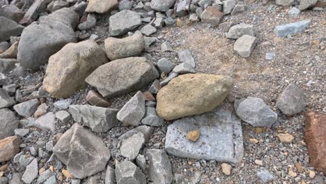 various rocks and pebbles on a beach