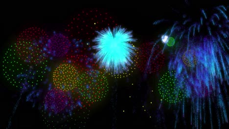 animación de formas y fuegos artificiales sobre fondo negro