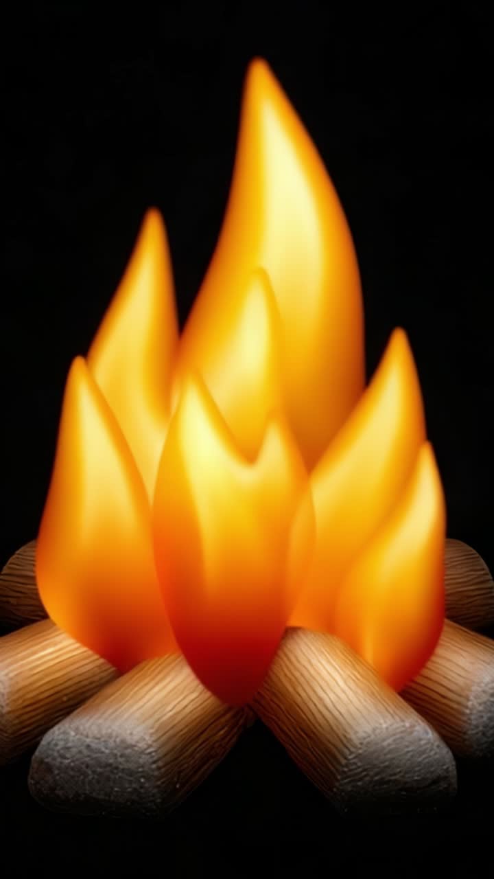 A Captivating Display of Flames Flickering Above Logs, Evoking Warmth and Comfort in a Dark Atmosphere Perfect for Campfires and Cozy Gatherings
