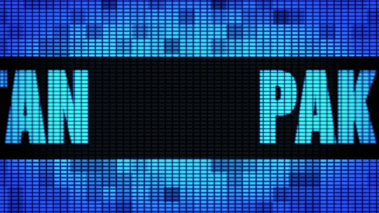 LED screen displaying the word Pakistan