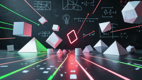 abstract representation of mathematical and scientific concepts with geometric shapes