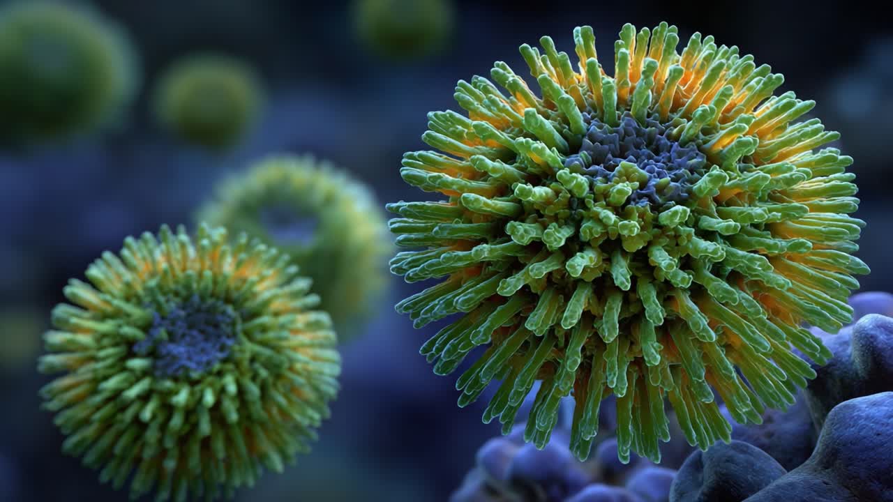 Visione microscopica di microrganismi vivaci: esplorare le complessità e la bellezza delle strutture cellulari in una visualizzazione incredibilmente dettagliata della vita a livello microscopico