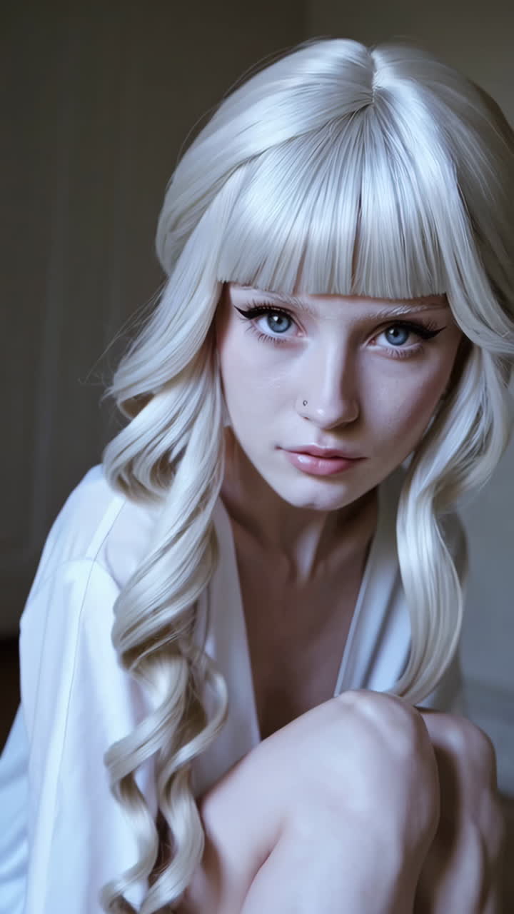 Portrait of a Woman with Blonde Wig