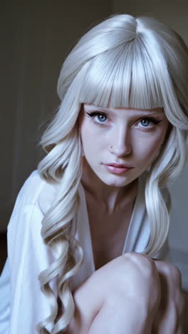 portrait of a woman with blonde wig