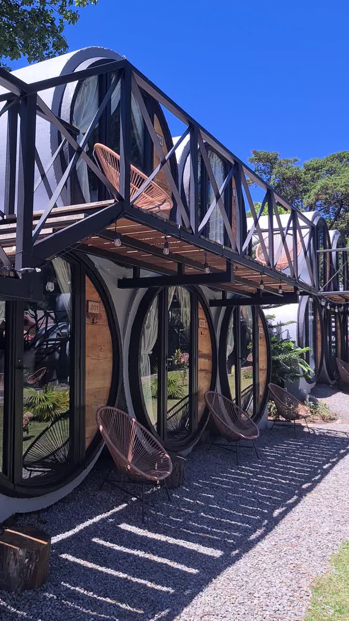 Vertical View, Barrels as Accommodation, Luxury Circular Cabin Rooms