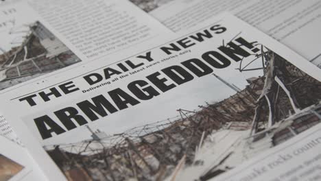 newspaper headline featuring devastation caused by earthquake disaster 20