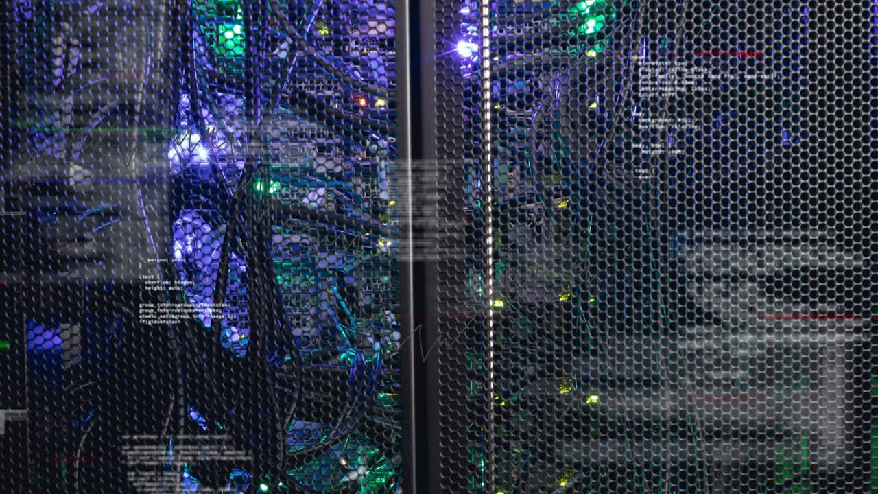 animación de interferencia sobre el procesamiento de datos y la sala de servidores