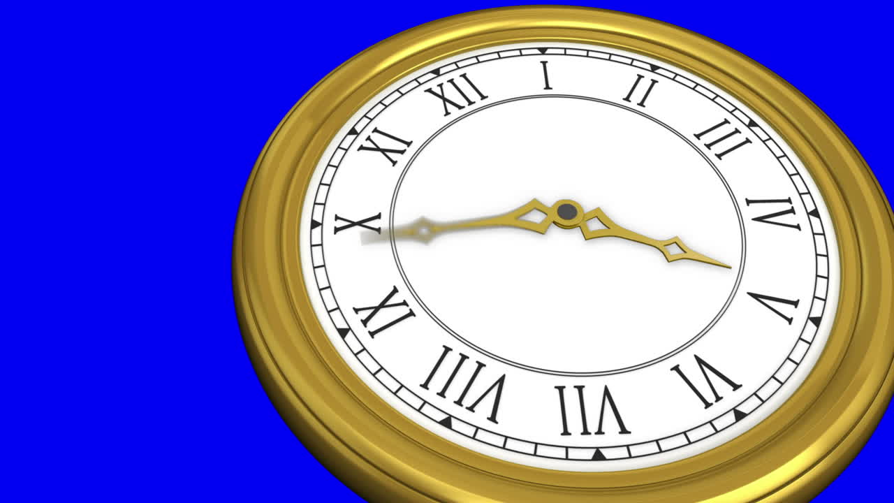 Gold clock on blue background
