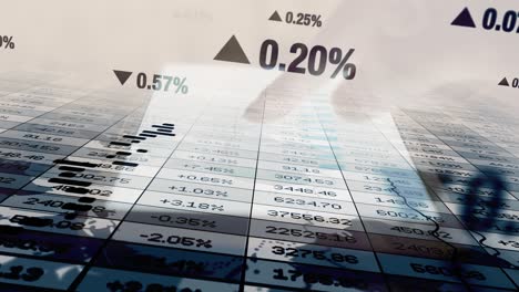 percentage business number profits and sales with modern city background