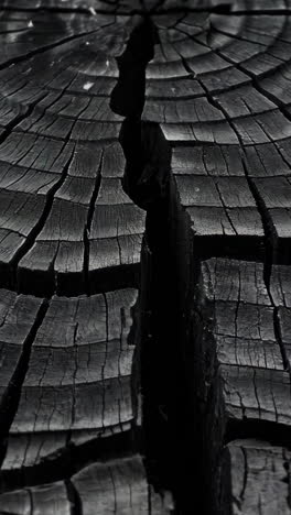 a large piece of wood with a black and white photo of it. the photo is of the wood with the bark removed and the wood is split in half
