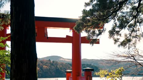 experimente la serena belleza del santuario de hakone, ubicado a lo largo de las pacíficas orillas del lago ashi en japón.