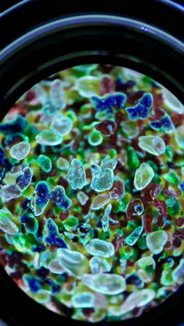 Magnified View of Colored Glass Fragments