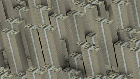 hay pilas de billetes de cien dólares.