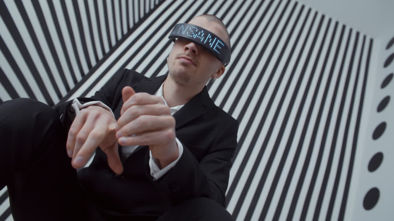 Person Wearing VR Headset in Futuristic Setting