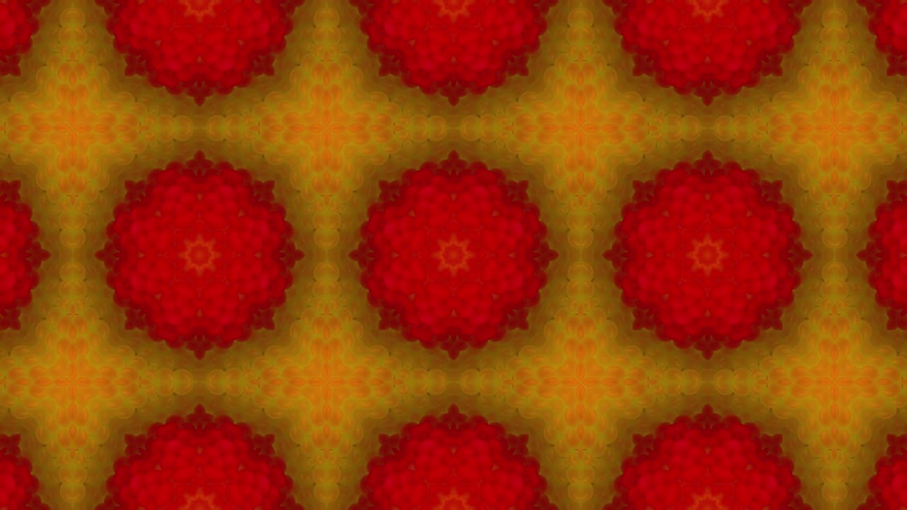 Sfondo decorativo astratto e ornato 3D in loop. Caleidoscopio ipnotico e di tendenza