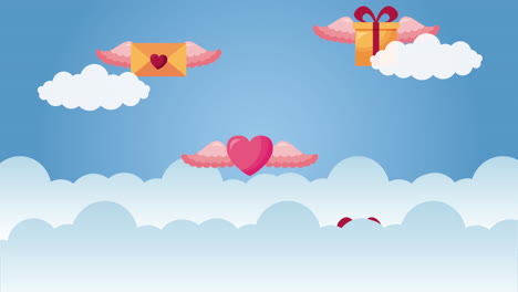 valentines day animated card with gifts hearts and envelopes