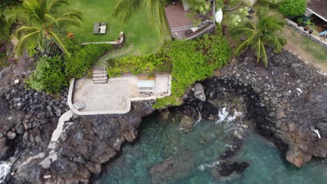 cenital shot of coastline in amazing neighbourhood in hawaii