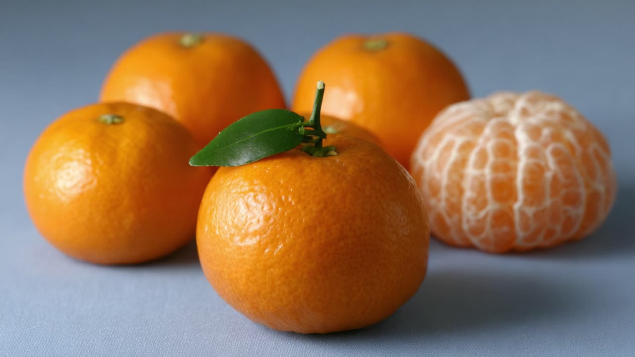 A Vibrant Display of Fresh Oranges and Segments Showcasing Their Luscious Color and Juicy Texture, Perfectly Arranged on Soft Textured Background