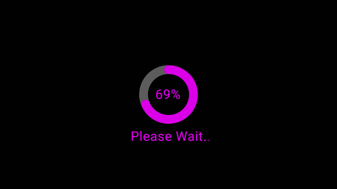 Digital Loading Bar with Percentage Progress on Black Background