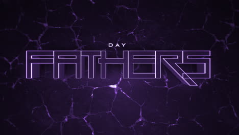 futuristic purple neon fathers day sign on a carved textured background