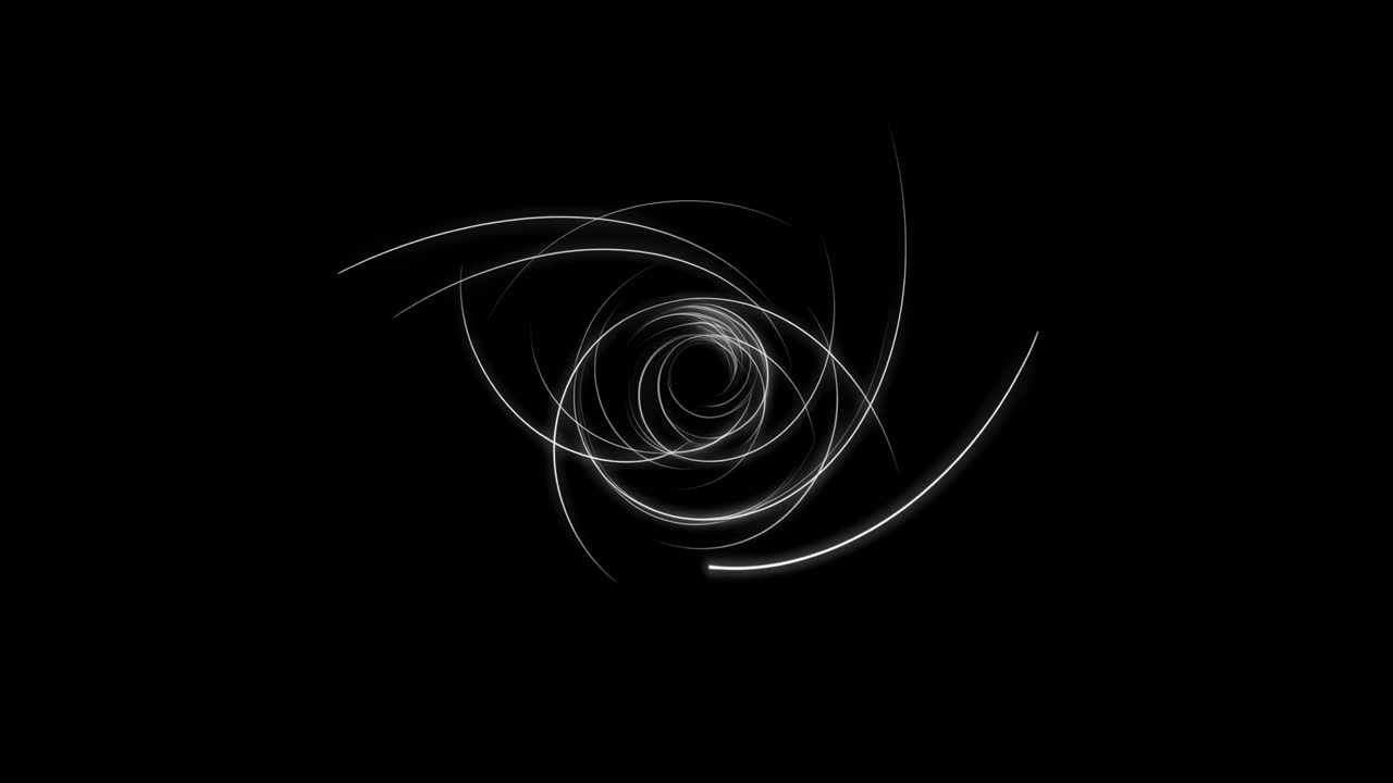 Dynamic White Spiral Lines Animation on Dark Background
