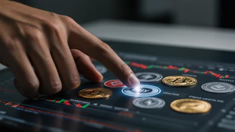 engaging with cryptocurrency: a user interacts with a digital trading interface, making informed decisions on buying and selling virtual currencies