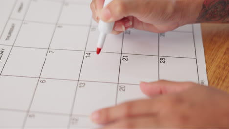 marking a date on a calendar