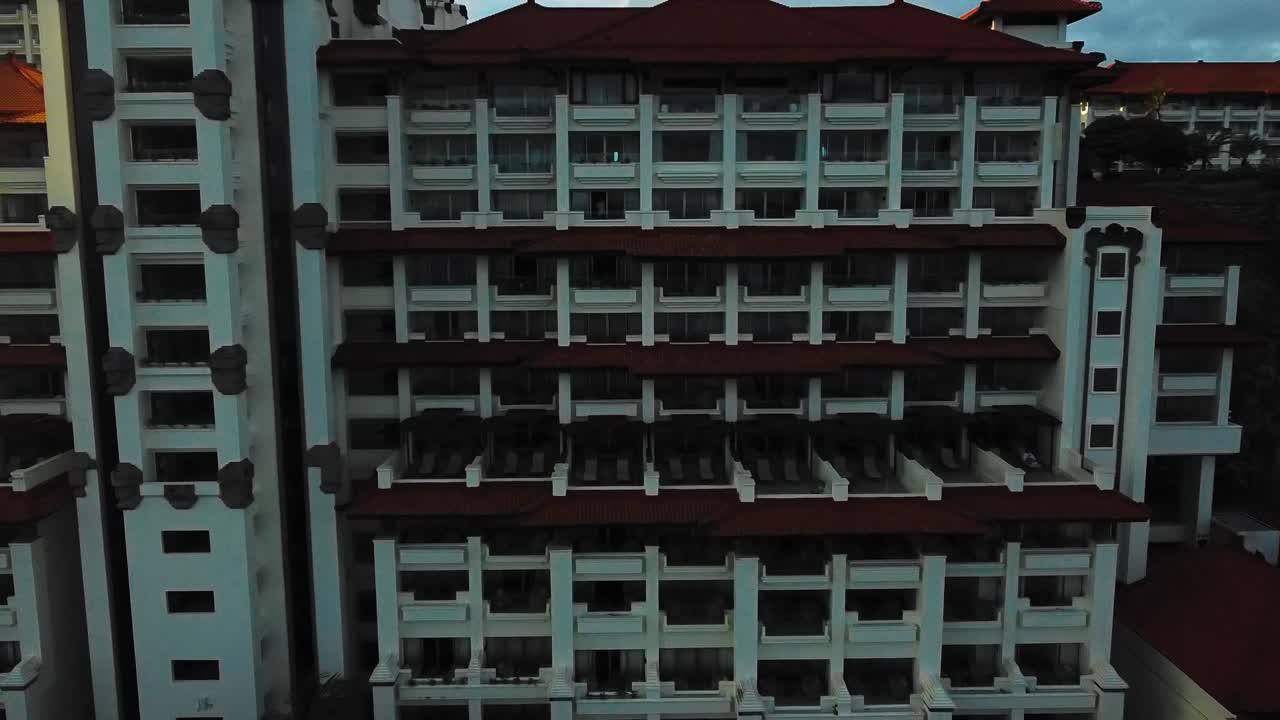 Amazing Cinematic Nusa Dua, Bali beach air footage with exotic and luxurious five stars hotels and resorts during sunset in full HD 1080p.