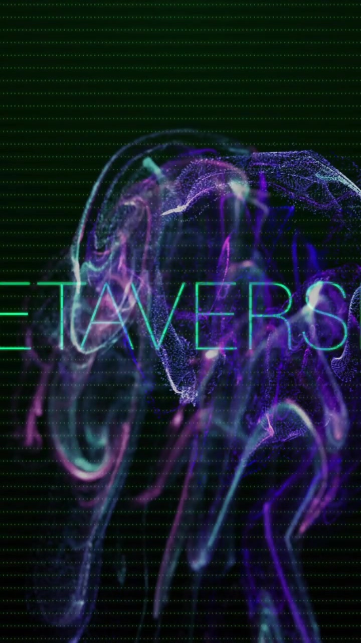 Animation of metaverse text over blue spots