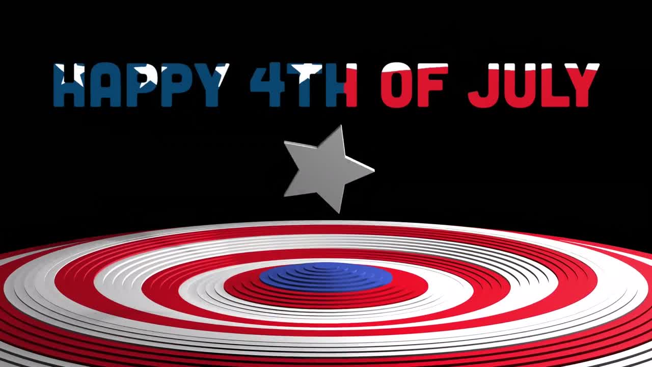 Animation of happy 4th of july text over flag of usa on circle