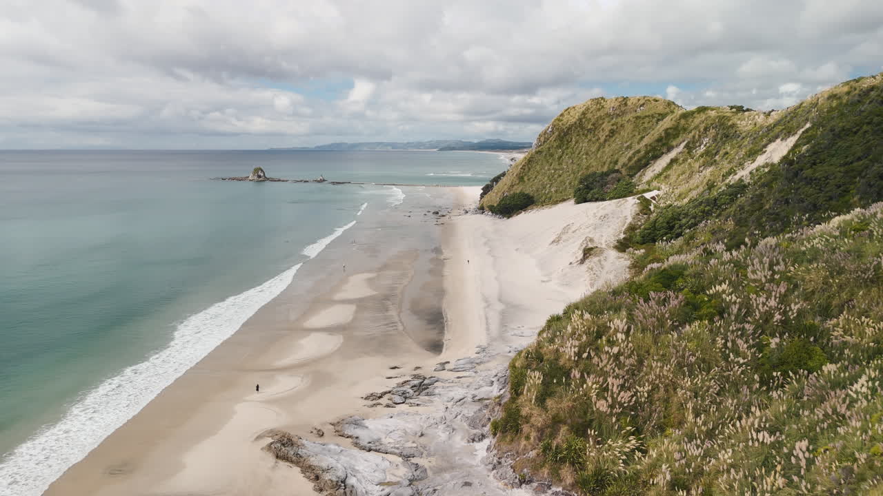 Coastal Beach Scenery with People