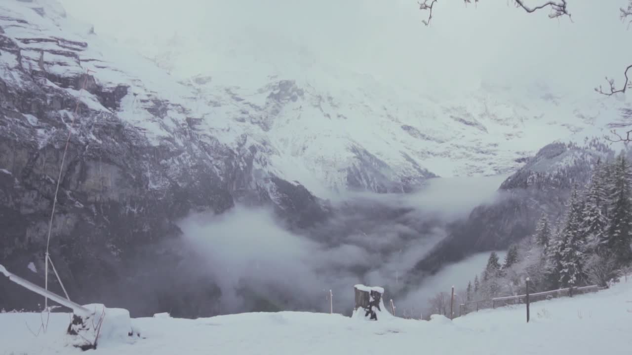 눈 인 스위스 알프스 풍경