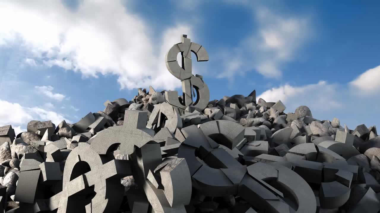 구름 위에 있는 달러 기호의 애니메이션