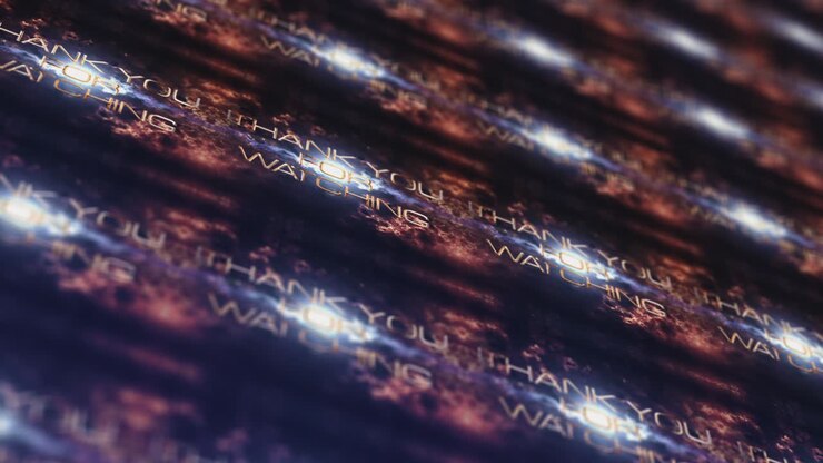 Thank You For Watching title background concept. 4K 3D seamless loop Thank You for watching matrix futuristic pattern on moving LED wall render with blurred Dept of Field for intro and outro your VDO.