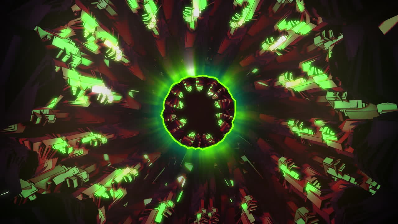 Animazione di motivo neon luminoso verde e marrone in loop continuo