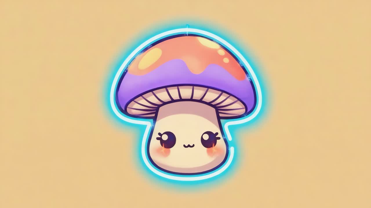 Cute Glowing Mushroom Cartoon