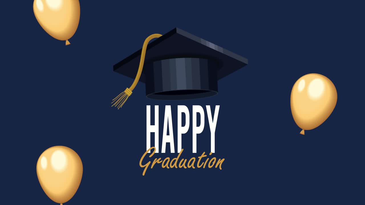 Animação de letreiros de Feliz Dia da Formatura