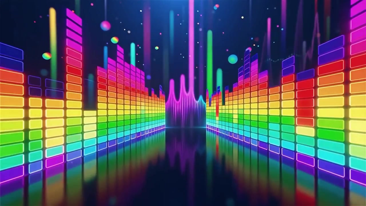 Futuristic Rainbow Neon Music Equalizer Visualizer Background