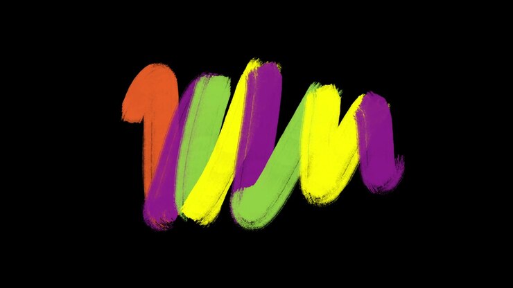 Multicolor Set of grunge brush strokes. Abstract hand-painted element. Underline and border design.
