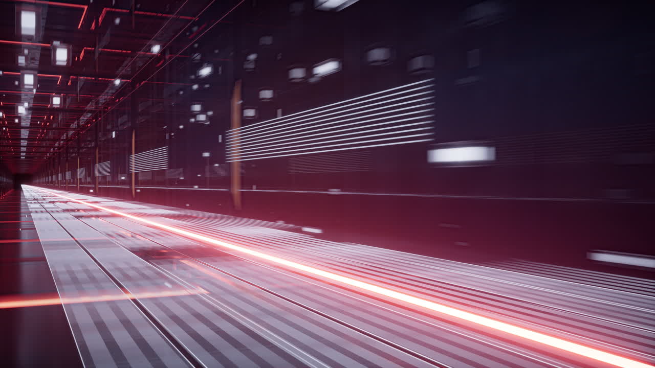 디지털 사이버 공간, sf 컨셉 터널, 3d 렌더링